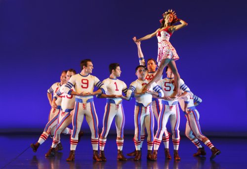 Misty Copeland and the ensemble in a scene from “On the Town” (Photo credit: Joan Marcus)