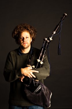 Matthew Welch with bagpipes